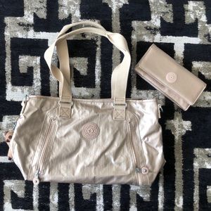 Kipling Angela Handbag- Metallic Pewter